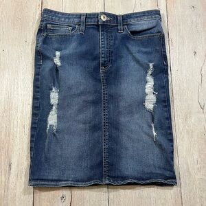 GUESS Women’s Denim Pencil Skirt Size M Medium Wash Distressed